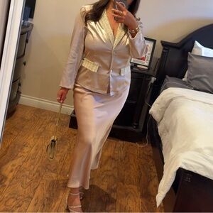 Elegant Cream Satin Suit Set
